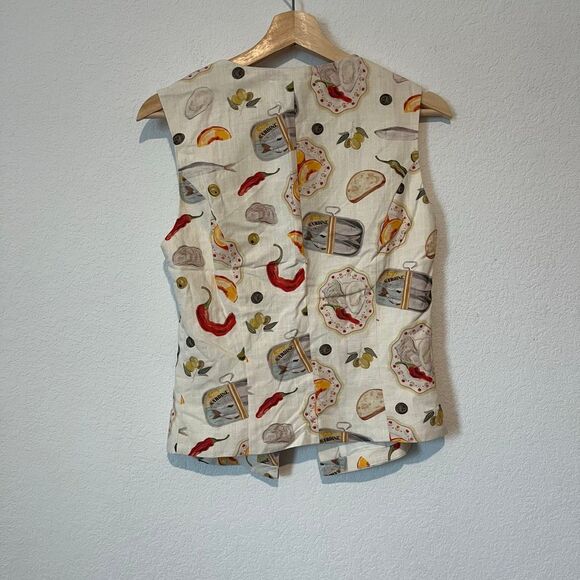 Hausen Cream Italian Picnic Sleeveless Button Up Martha Top Women's Size Small - Picture 6 of 7